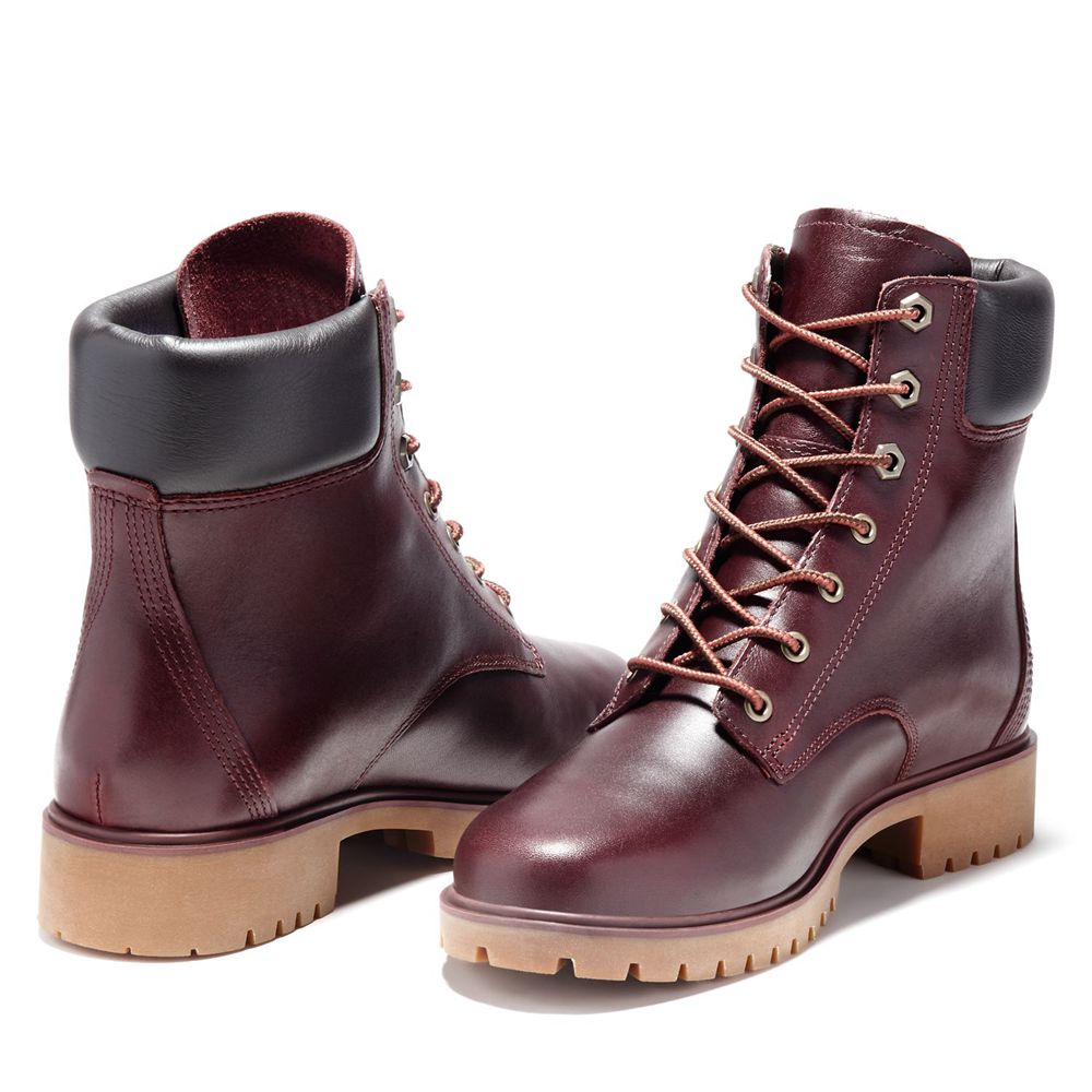 Timberland Womens 6-Inch Boots Jayne Waterproof - Burgundy - India VY5983174